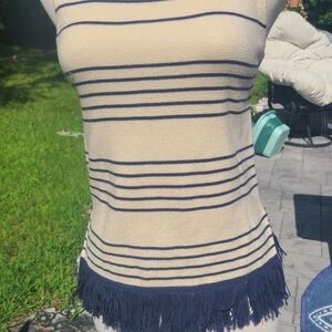 J. Crew Cream and Navy Striped Top